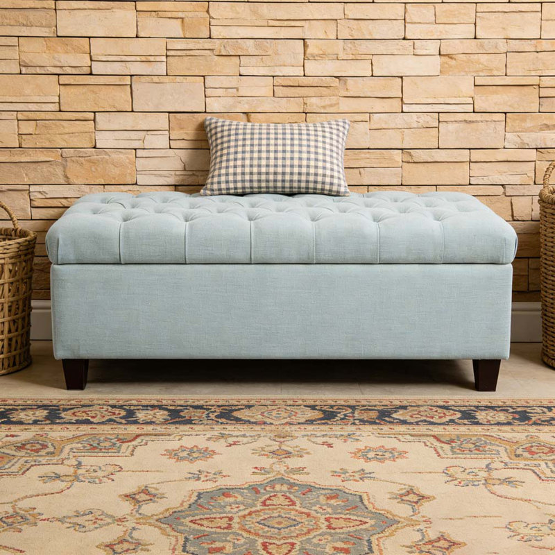 Banc de rangement avec repose-pieds 50,25 po, Bleu pastel