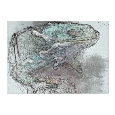 Glass Fiji Iguana in Abstract Chopping Board