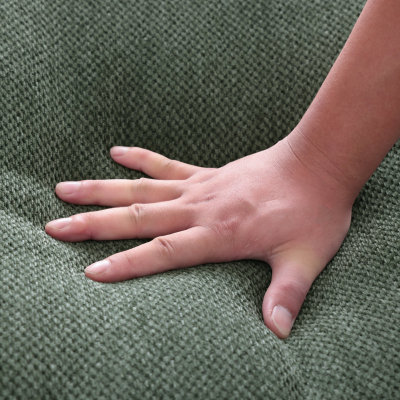 Canapé modulaire en L en chenille avec méridienne droite Vellora-121, Chenille verte