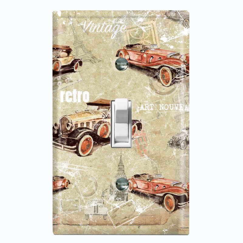 Plaque murale d'interrupteur à bascule Vintage Auto Mobile Classic Beige