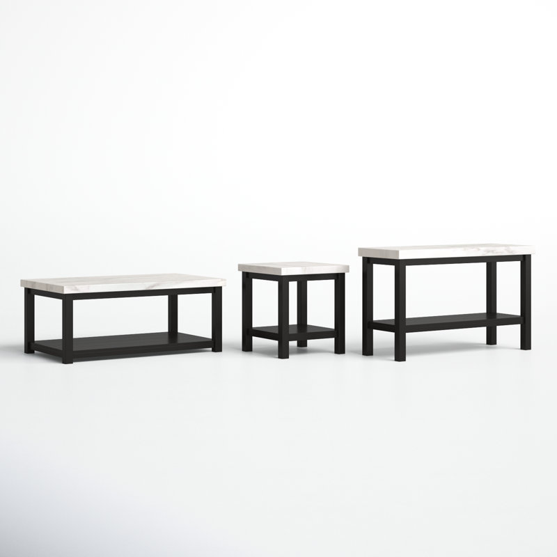 Benniton 3 - Piece Marble Top Living Room Table Set