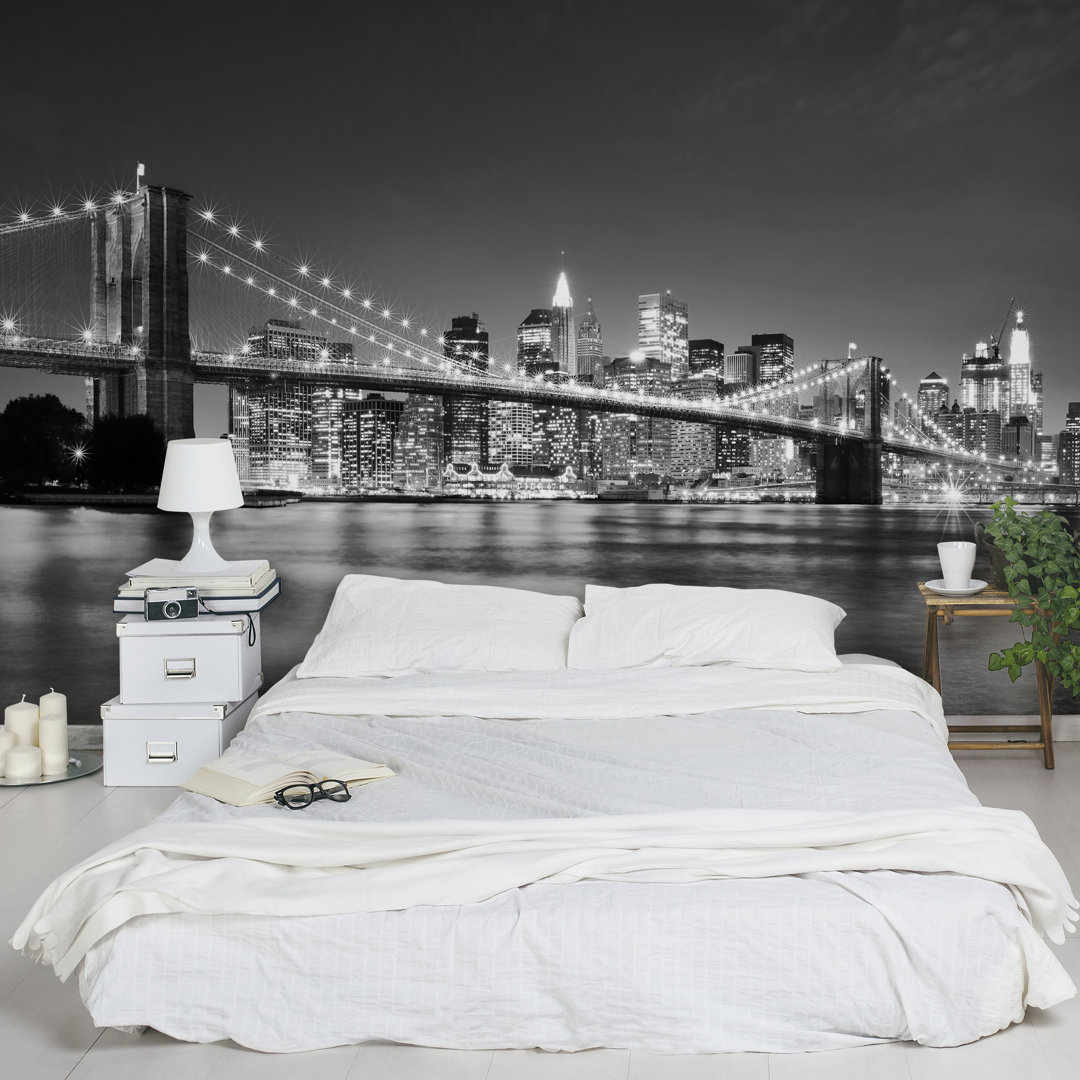 Nighttime Manhattan Bridge II 2.9m x 4.32m Textured Matt Peel & Stick Wall Mural