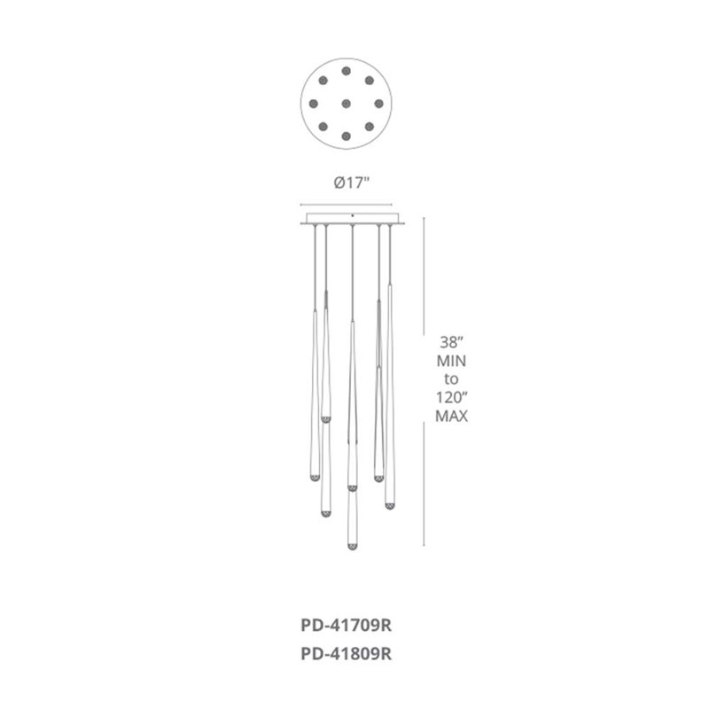 Cascade 9 - Light LED Pendant, Polished Nickel