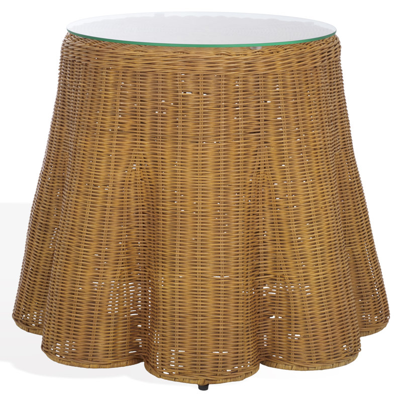 Cledus Round Rattan Accent Table