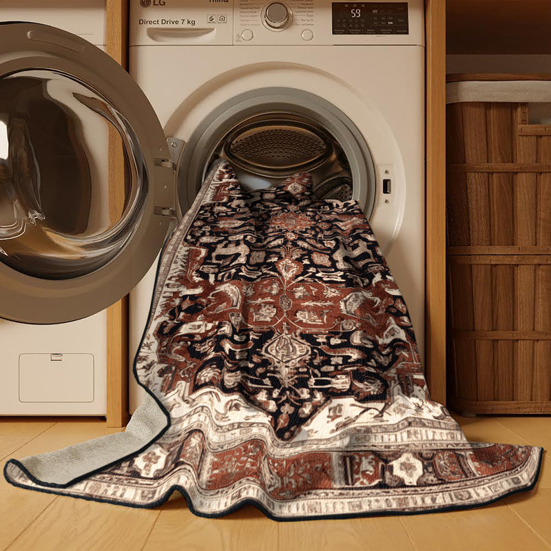 Machine Washable Persian Brown Area Rug, Runner 2' x 5'