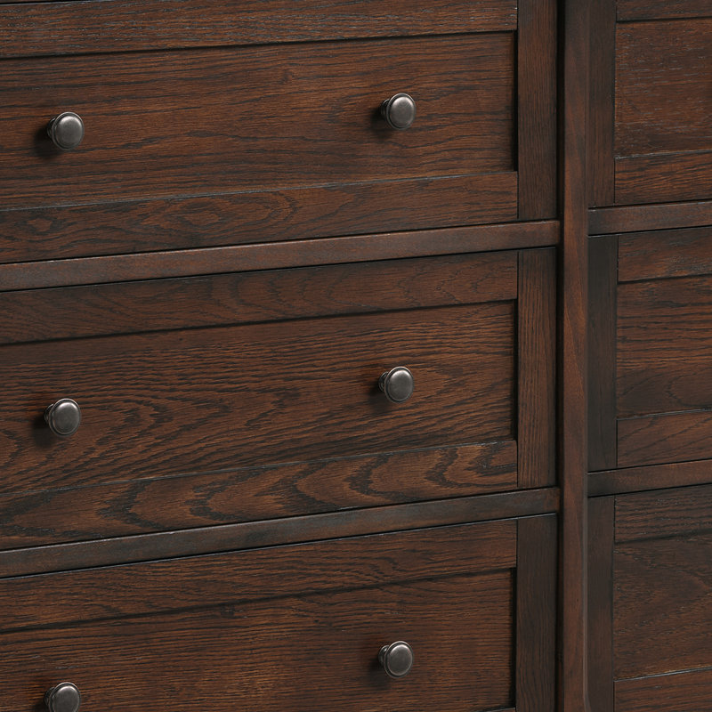 9 Drawer 63" W Fully Assembled Solid Wood Dresser, Dark Brown