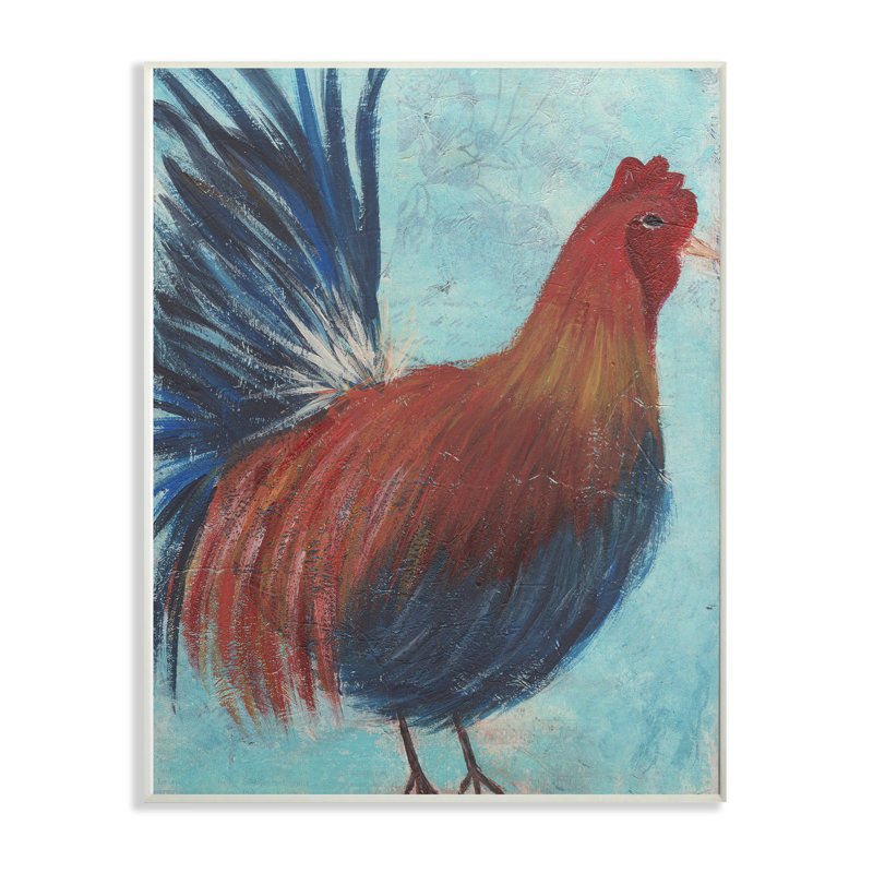 « coq painting surface vieilli », reproduction, H 19 po x l 13 po x P 0,5 po, Plaque murale
