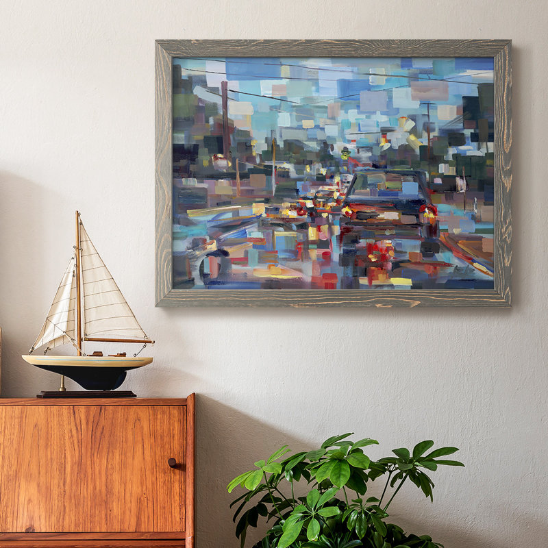 Rouge trafic encadré sur toile, Gris, H 18 po x l 26 po x P 1,5 po