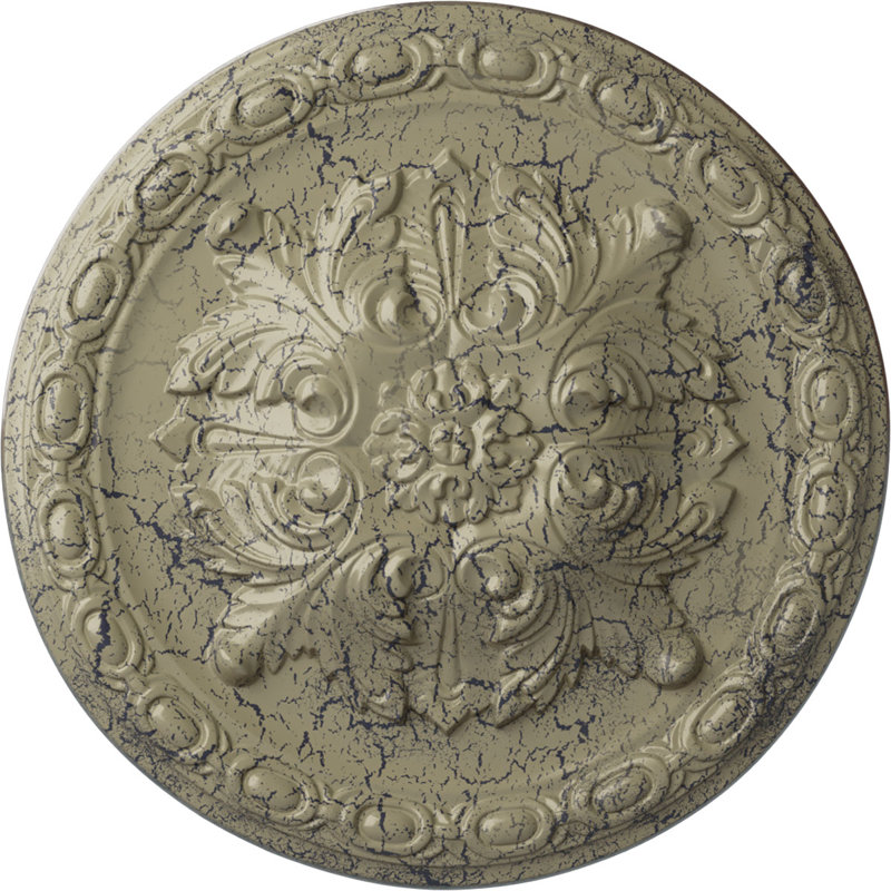 Médaillon de plafond H 11,75 po x l 11,75 po Stockport, Pierre de château craquelé