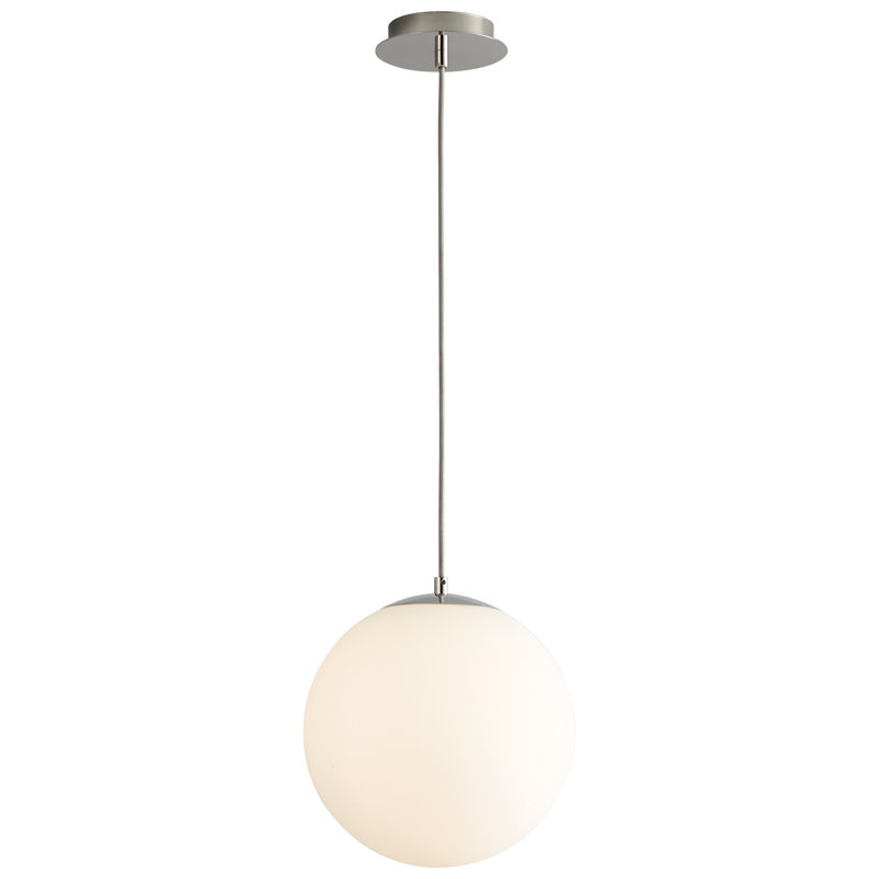 Luminaire suspendu sphère 1 lumière DEL Kamm, H 133,75 po x l 12 po x P 12 po, Chrome poli