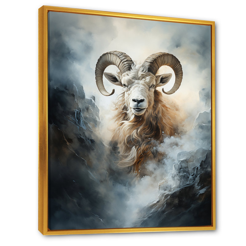 «Lightning Ram Minimalisme», reproduction sur toile, H 44 po x l 34 po x P 1,5 po, Cadre flottant doré