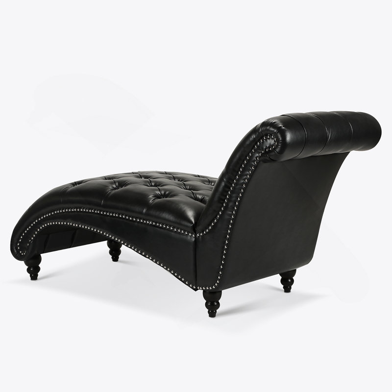 Chaise longue sans accoudoirs touffetée, Noir