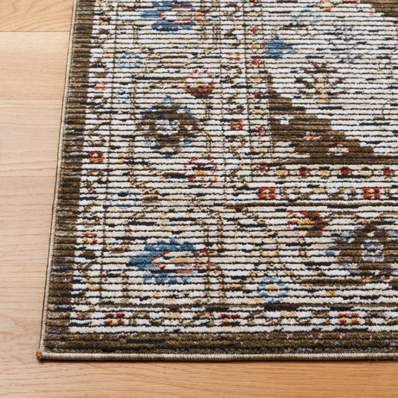 Sierra Ivory and Olive Green Hand-knotted Wool Rug 4' x 6'