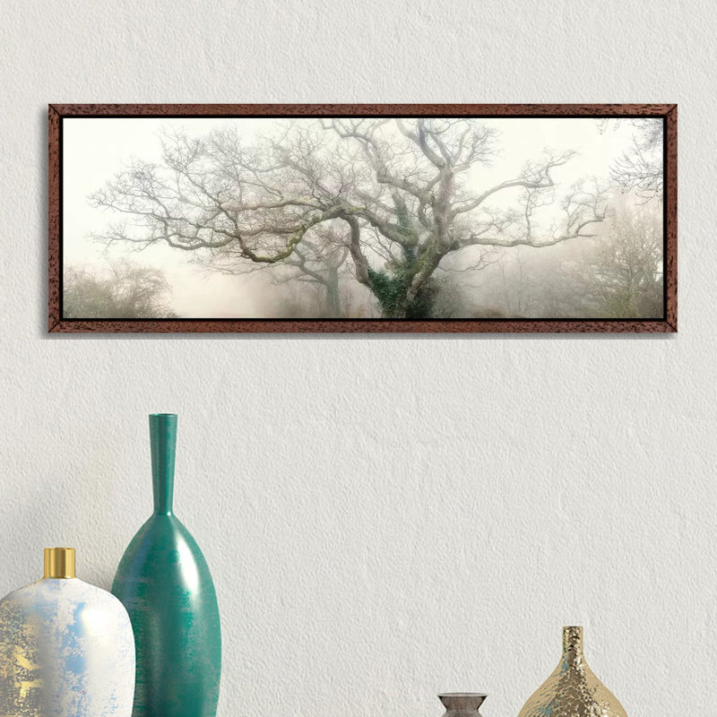 Octopus Ghost Oak by Philippe Manguin - Panoramic Print on Canvas, 30.48 cm H x 91.44 cm W, Brown Framed
