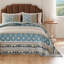 Ensemble de courtepointe très grand 3 pièces Greenland Home Fashions Thalia Blue 105 x 95 + 20 x 36 (2)-700152631-762922077