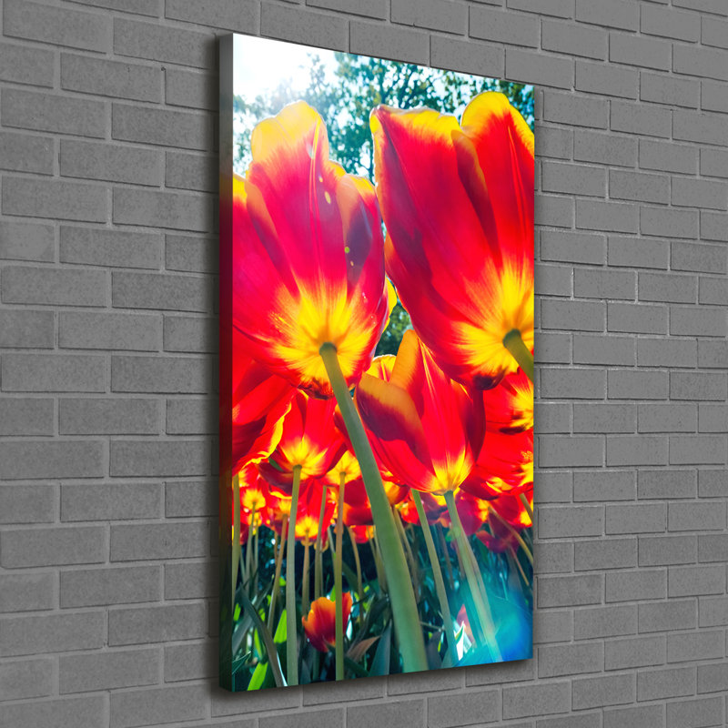 Red Tulips - Wrapped Canvas Print