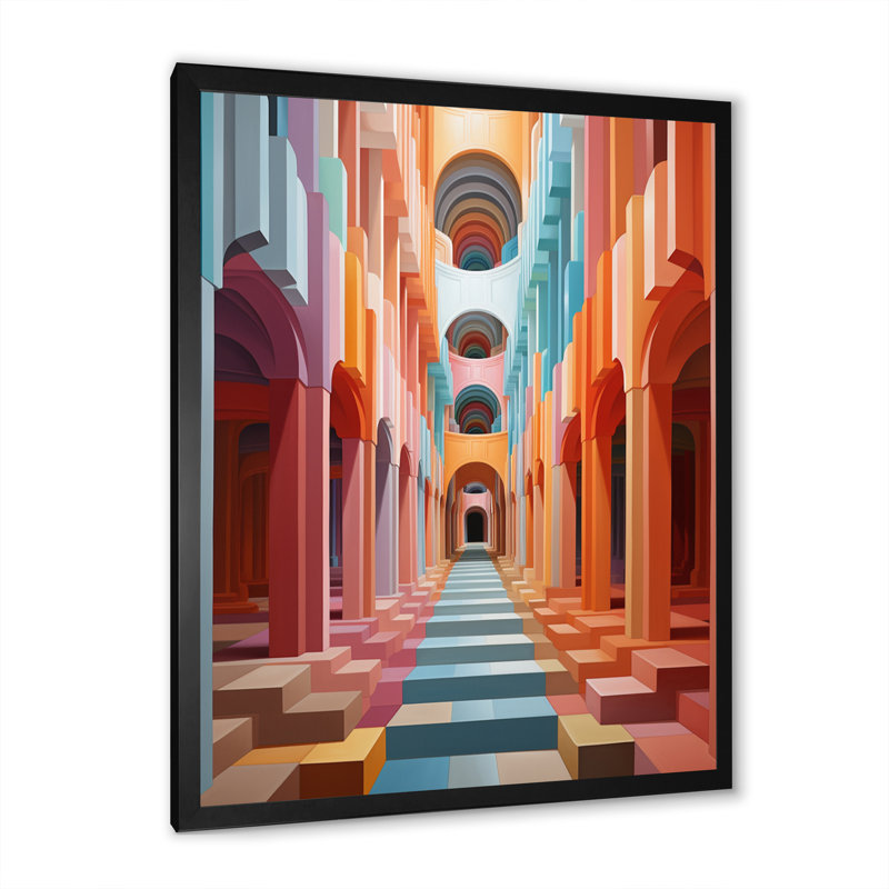 Illusion optique Op Art I - reproduction, H 40 po x l 30 po x P 1,5 po, Cadre photo noir