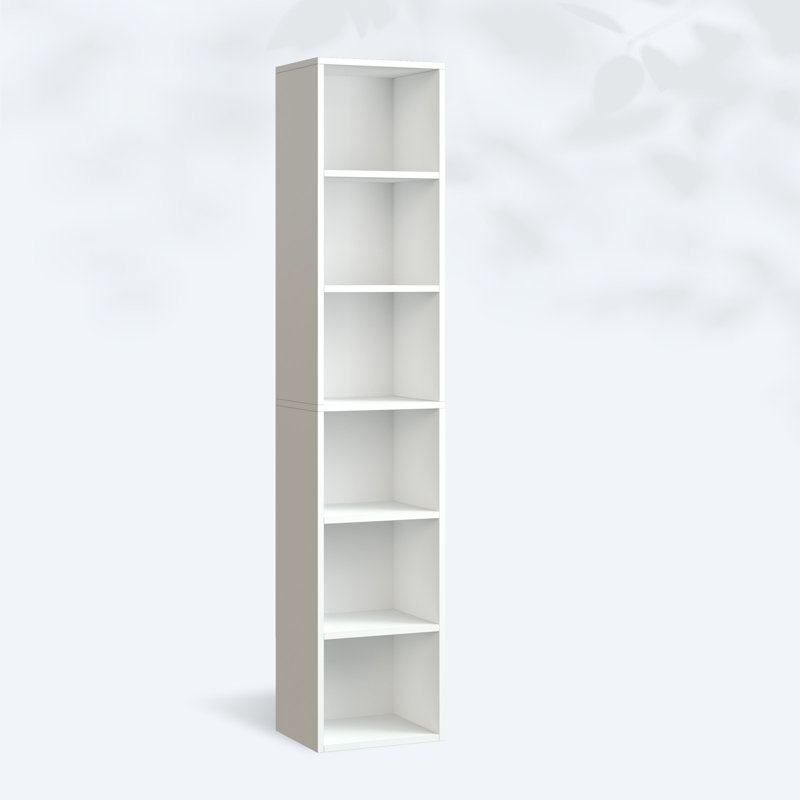 Bibliothèque d'angle mince, bibliothèque étroite pour la chambre à coucher, le salon ou le bureau, Blanc
