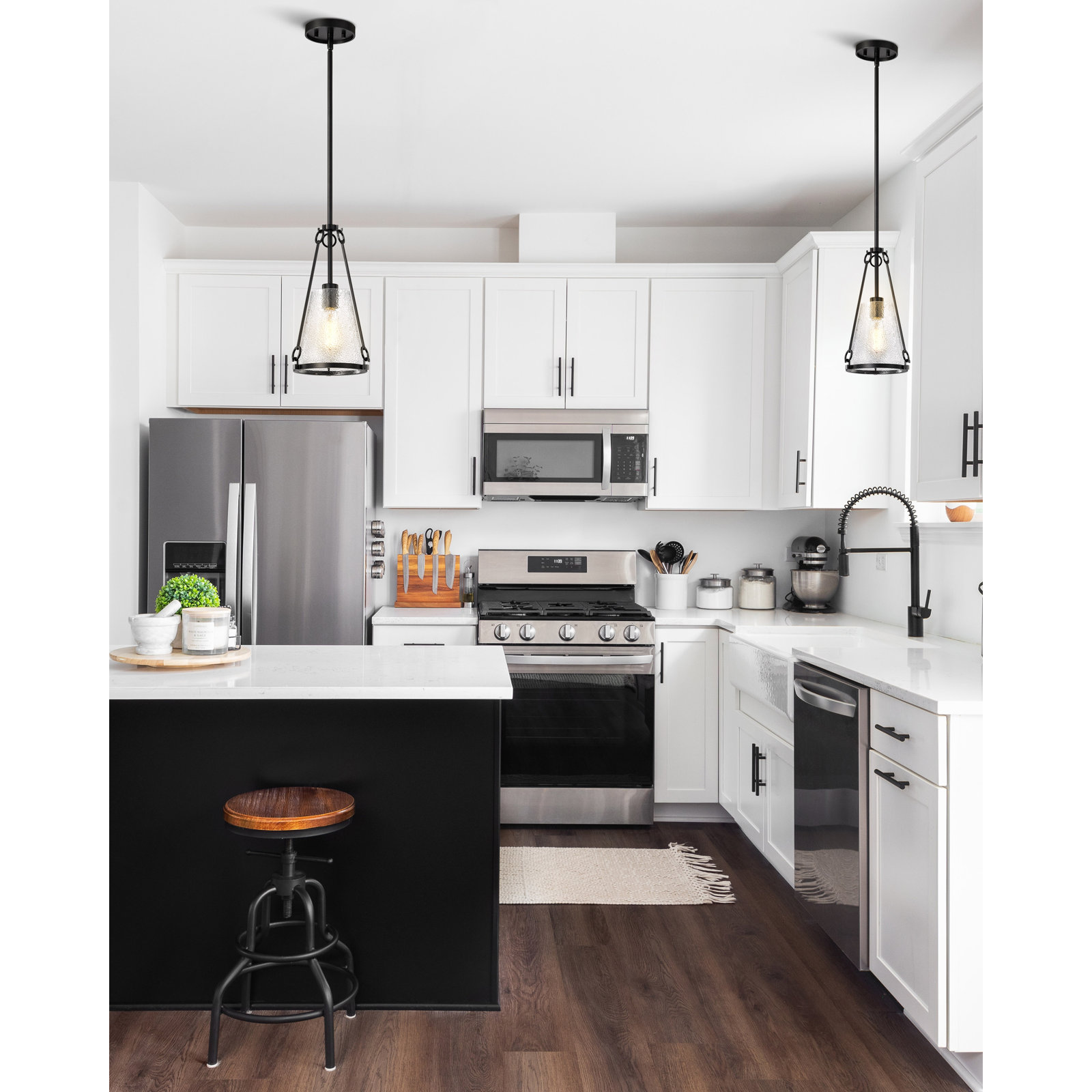 Anita Pendant Light, 14.5" H x 8" W x 8" D, Black