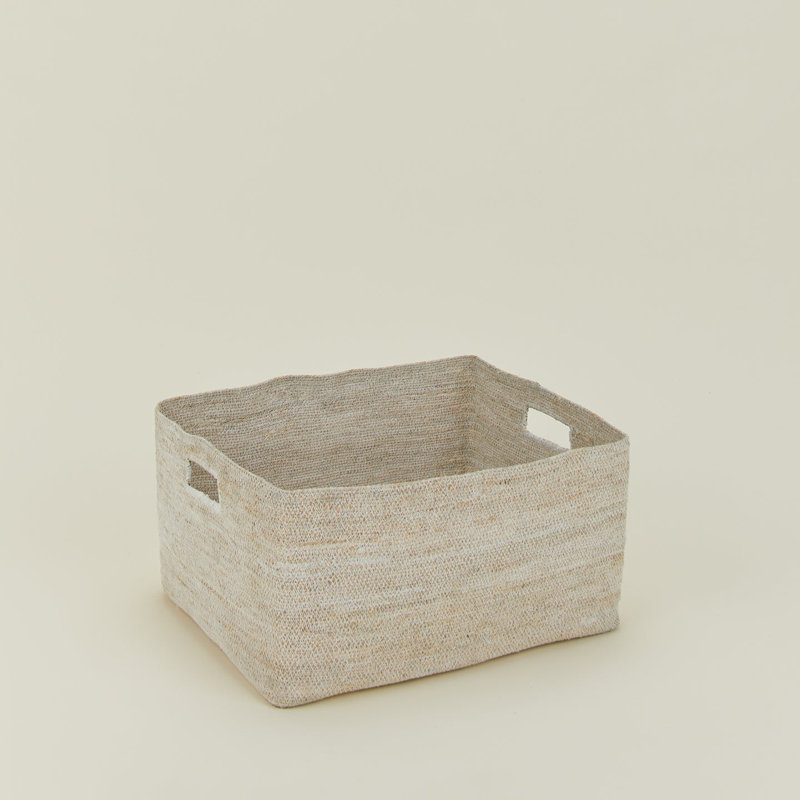 Essential Low Basket, White, 9" H x 17" W x 14" D