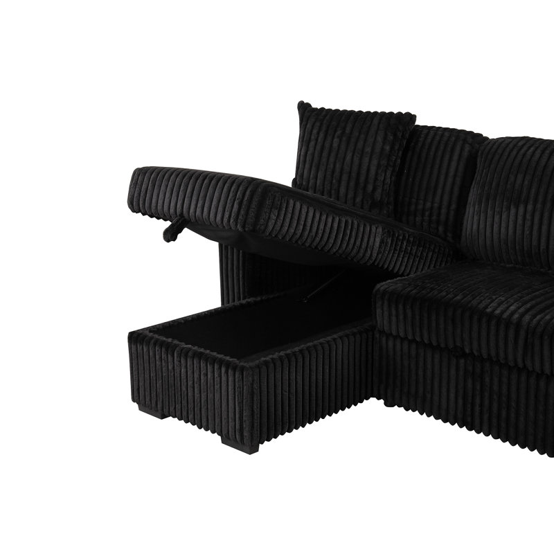 Canapé modulaire moelleux avec canapé-lit en velours noir (CA Warehouse Inventory)