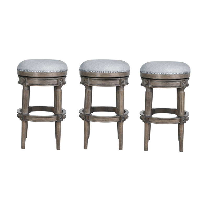 Tabouret de bar et de comptoir Mehar, Tabouret de comptoir (siège d'une hauteur de 26 p, 3, Gris patiné