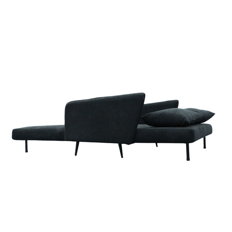 Tissu convertible noir: l 61 po, utilisation polyvalente du canapé-lit en tissu: convertible, multifonctionnel