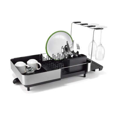 Joseph Joseph Extend Steel Plus Expandable Dish Rack With Wine Glass Holder