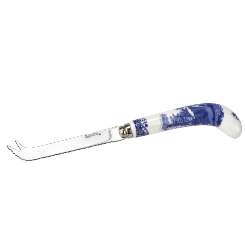 Spode Blue Italian 2Pc Cheese Plate W Knife