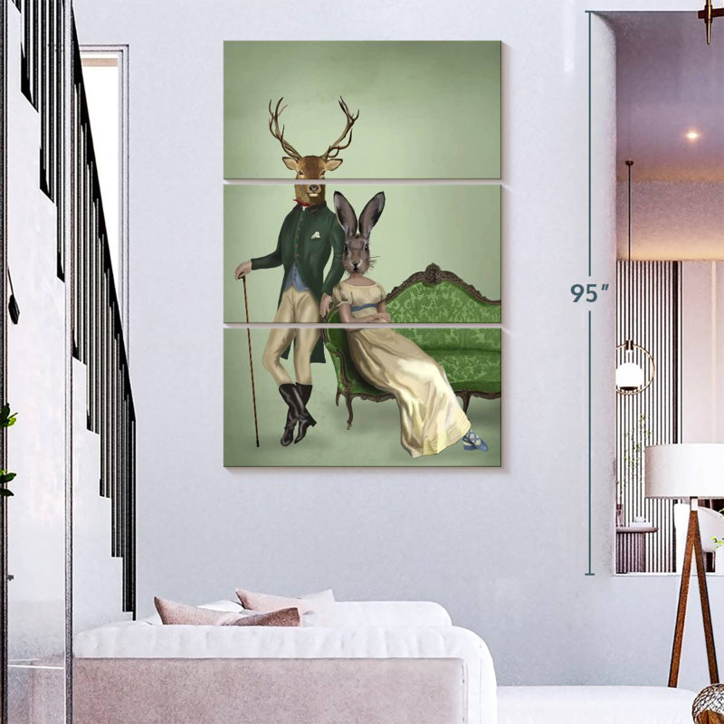 Ketti Mr. Deer et Mme Rabbit I, H 32 po x l 20 po