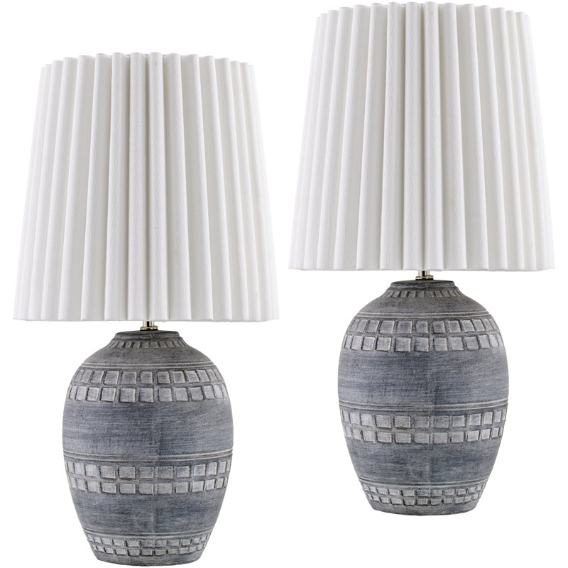 Lampe de table Arny, Base grise / abat-jour blé