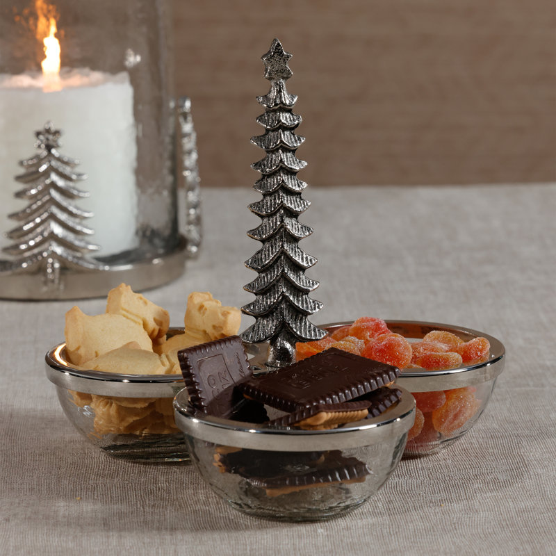 Ensemble de condiments en verre et métal Aayza, Nickel