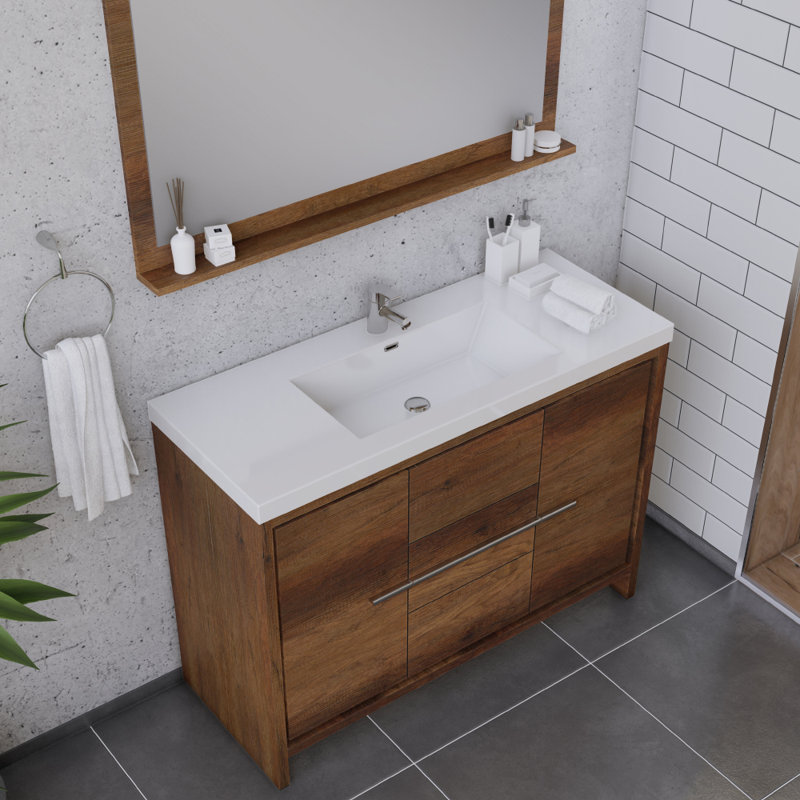 Meuble-lavabo simple 48 po Feike, Brun