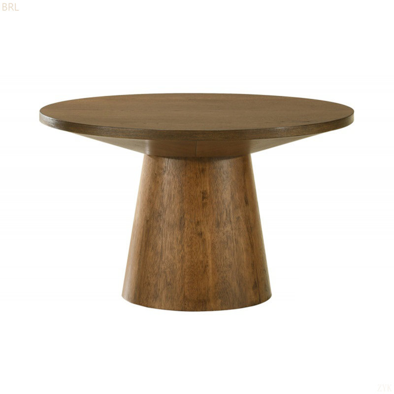 Table basse ronde en bois pour salon moderne avec base à piédestal, H 15 po x l 22 po x L 22 po, Noir