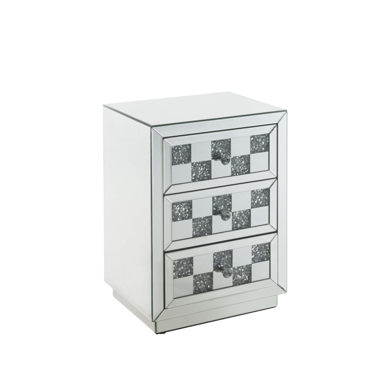 Mirrored And Faux Diamonds Accent Table