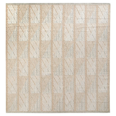 Scandinavian Hand Knotted Wool Geometric Area Rug