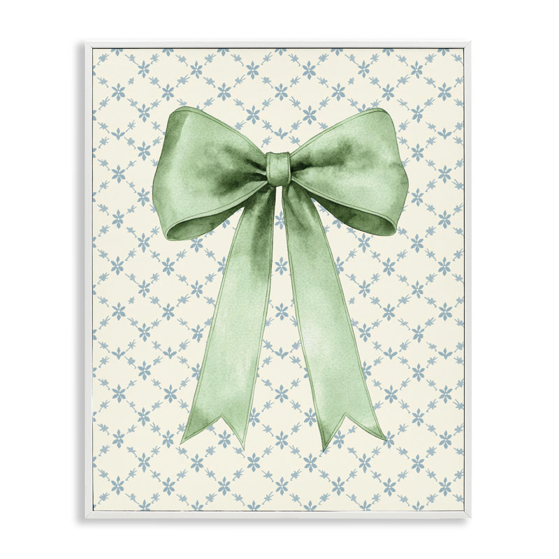 «Green Bow on Rose Quilt», giclée encadrée par Petal Prints Design, H 20 po x l 16 po