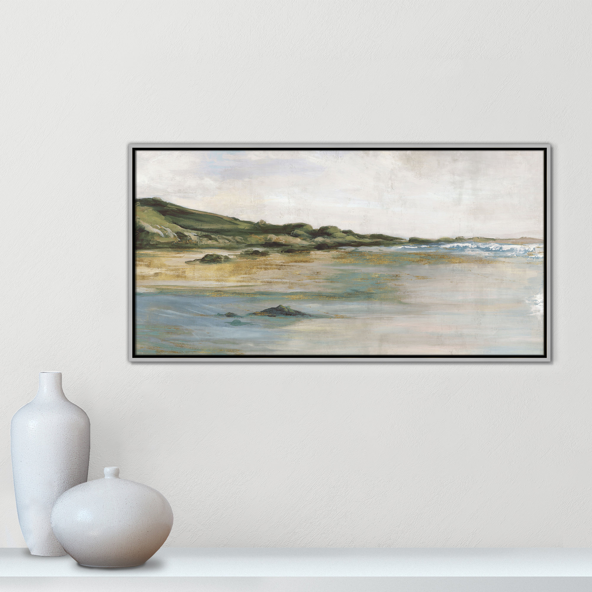 Tide’s Edge Print by , 21.5" H x 41.5" W, Silver