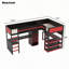 Lit mezzanine de jeu en forme de L avec lumières DEL multicolores et ports USB-1208346900