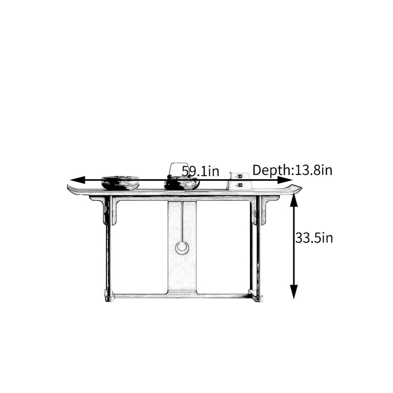Nouvelle table d'entrée de style chinois, H 33,5 po x l 59,1 po x P 13,8 po