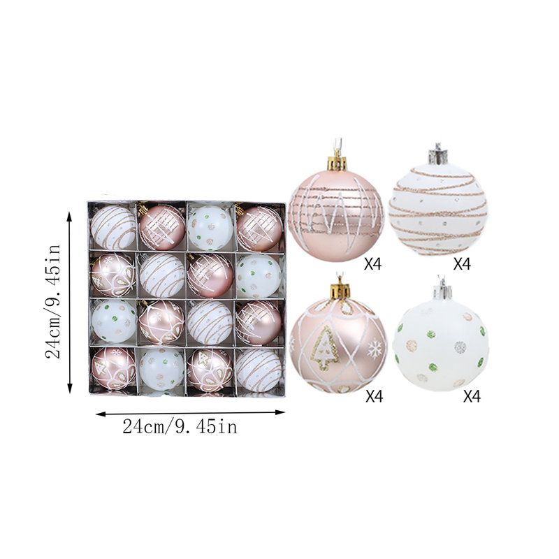 Décorations de Noël - Ensemble de 16 boules décoratives à suspendre pour sapin de Noël, brillantes et festives. Idéales pour décorer votre intérieur.