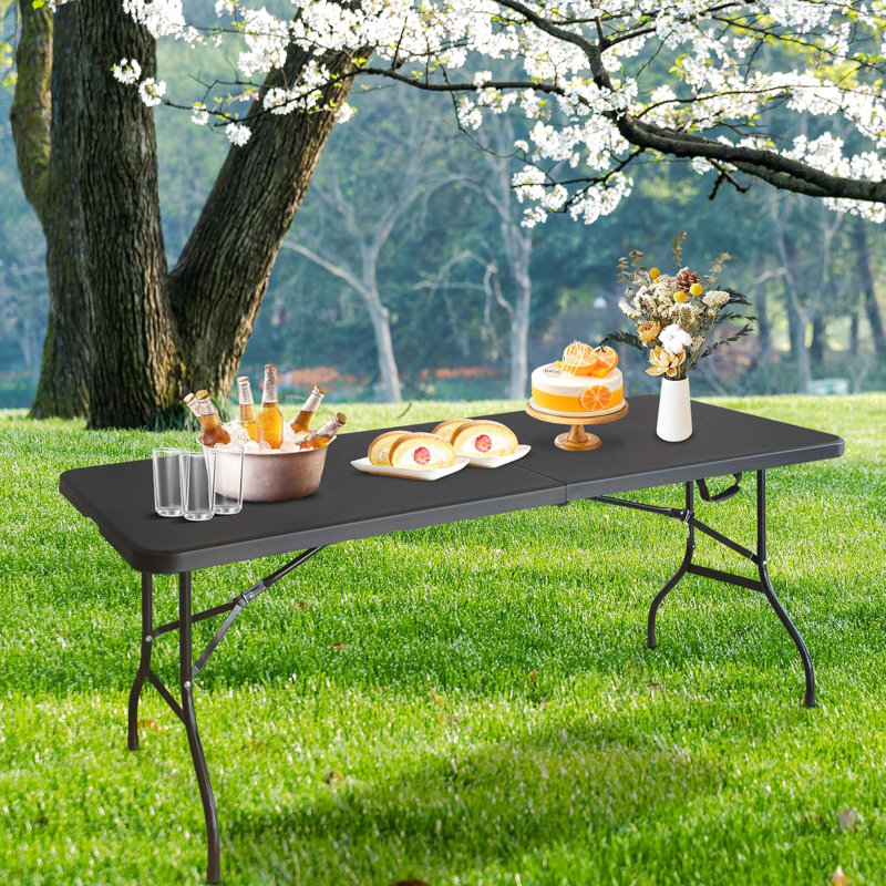 Table portative en plastique pour les fêtes - capacité de charge élevée de 6 pieds, imperméable et pliante noire, Black