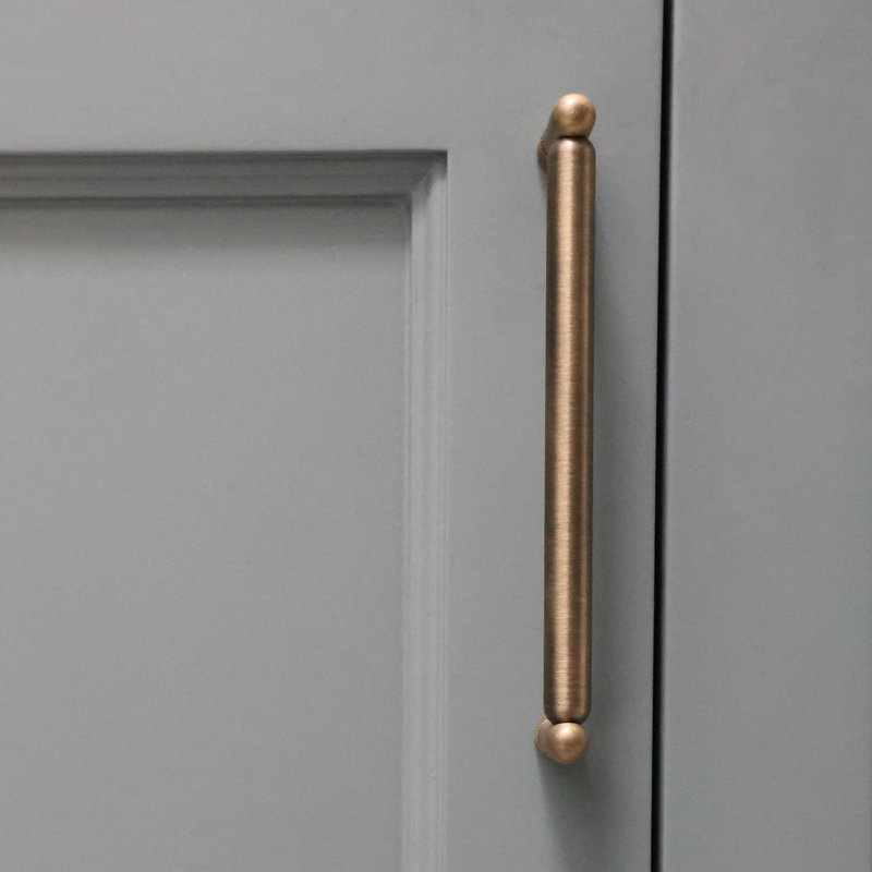 Knurled Bar / Handle Pull, 6", Aged Brass