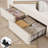 Velvet Upholstered Storage Kids Platform Bed with LED Lights-2079413573-2067858230