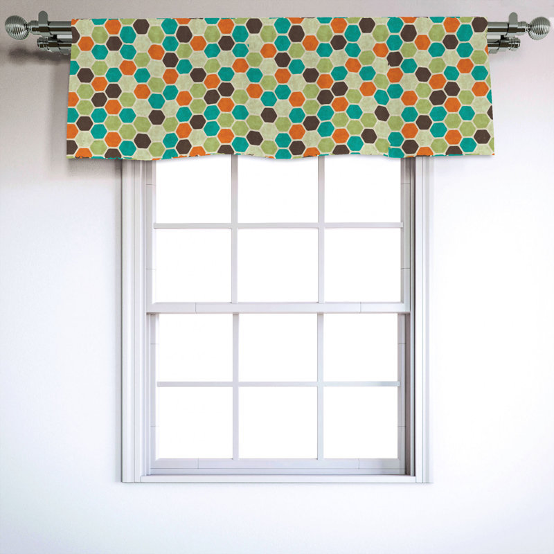 Sateen Geometric Ruffled Window Valance