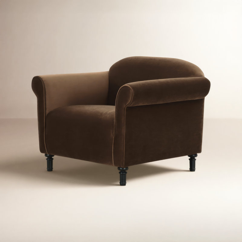 Marirose Accent Chair Faux Mohair, Dark Brown Velvet