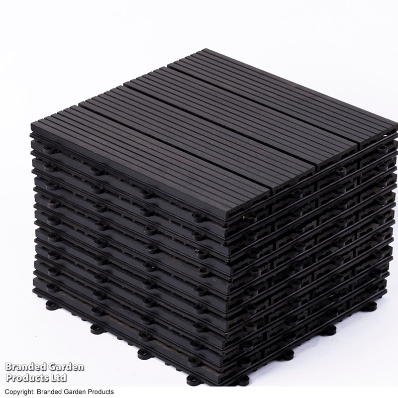WPC Decking Tile Pack of 40, Dark Grey