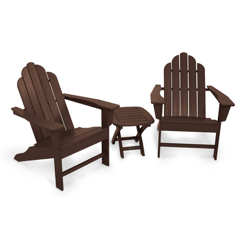 POLYWOOD Long Island Adirondack 3-Piece Set, Mahogany
