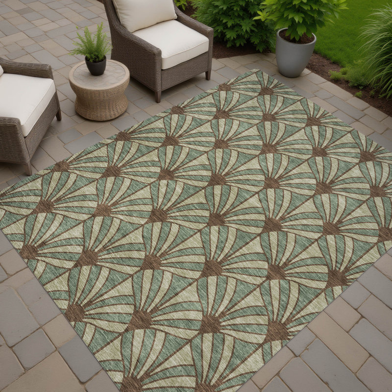 Machine Washable Indoor/Outdoor Lipman ACN2426 Mid-Century Modern Rug, Rectangle 2'6" x 3'10"