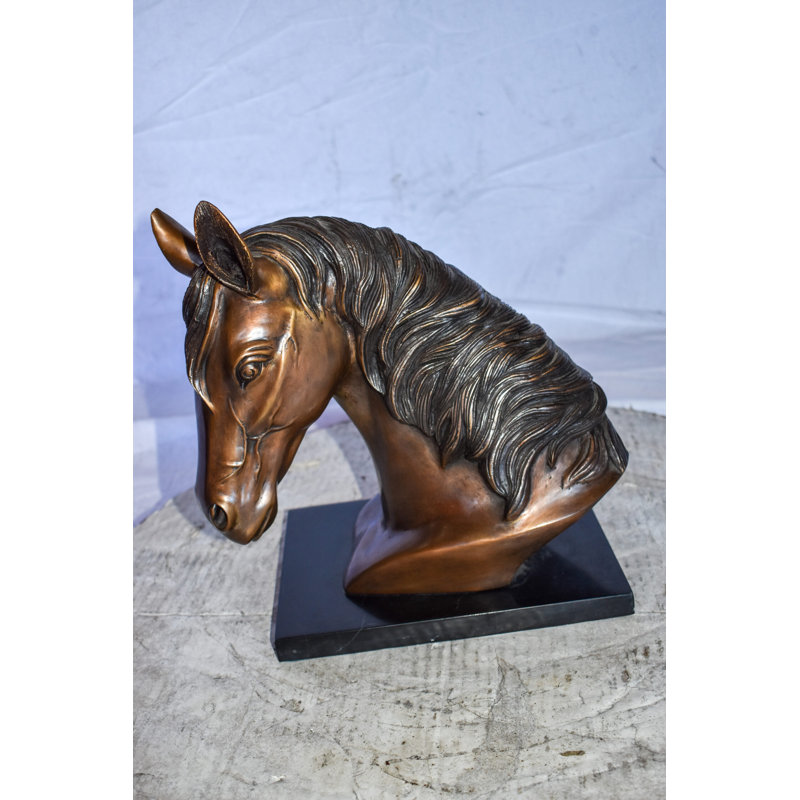 Amyiah Bust Of a Horse Made of Bronze Mounted on Marble Size: 12" x 6" x 12"H